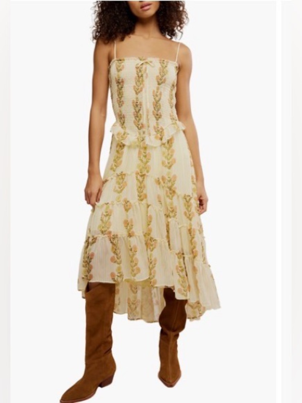 FREE PEOPLE Alejandra Midi Dress/Cloud  Combo size small - Picture 2 of 10